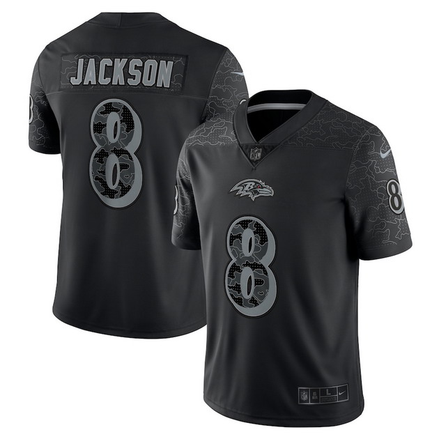 mens nike lamar jackson black baltimore ravens reflective limited jersey